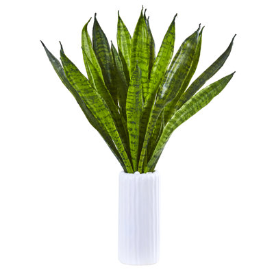 22'' Faux Sansevieria Plant in Ceramic Decorative Vase