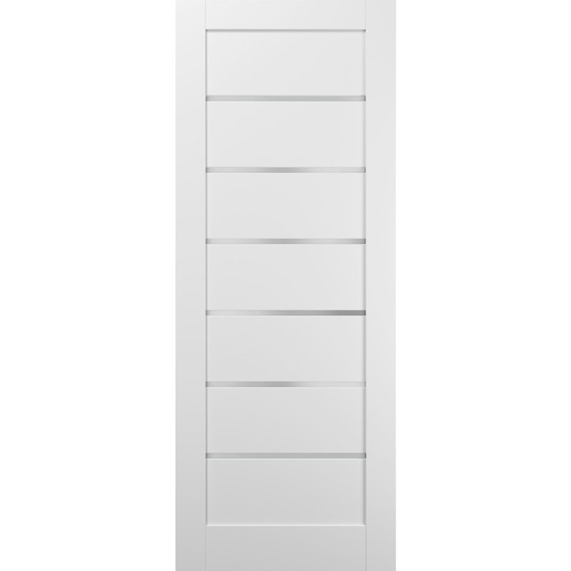 Dalle de porte blanche en verre givré Quadro, 30 po x 96 po
