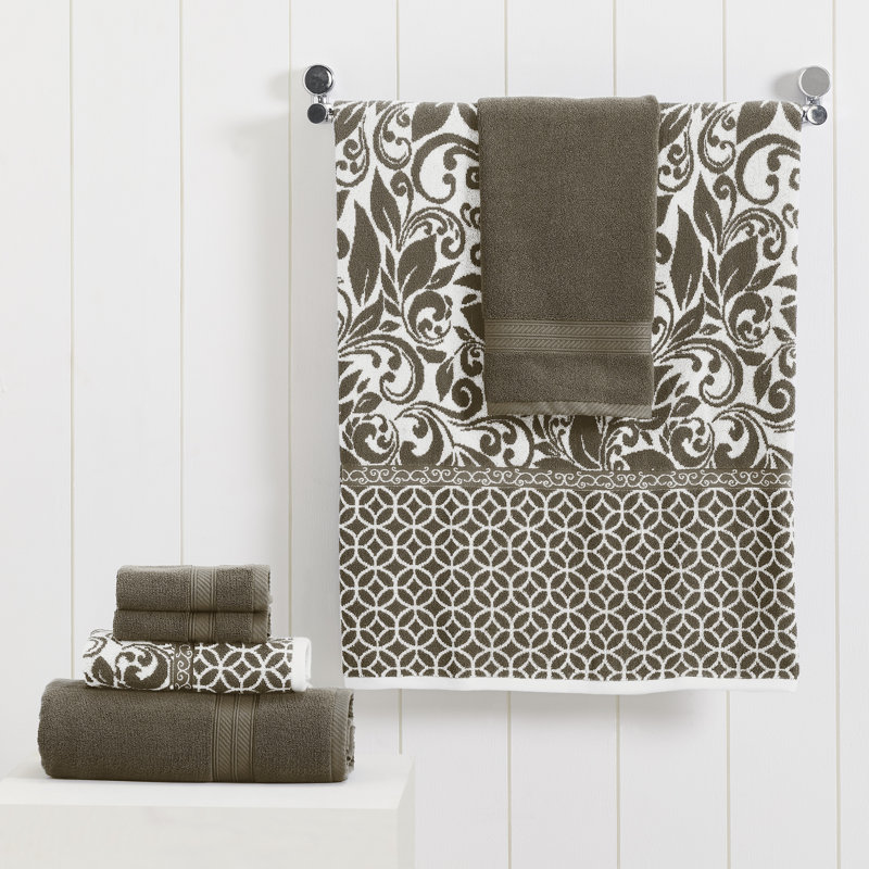Mocha Cotton Jacquard Washcloth and Hand Towel Set