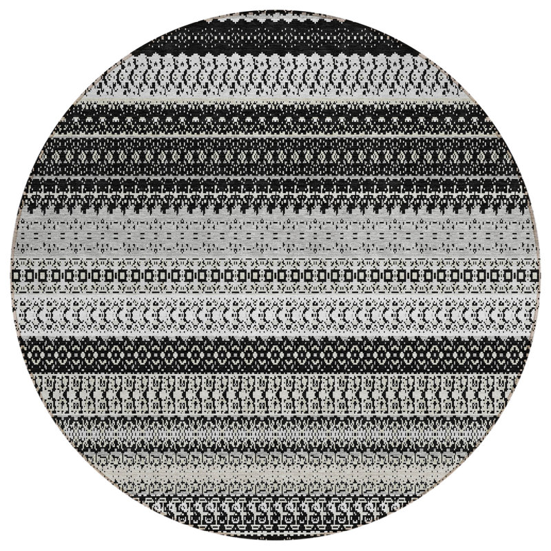 Striped Indoor / Outdoor Rug, Round 8'