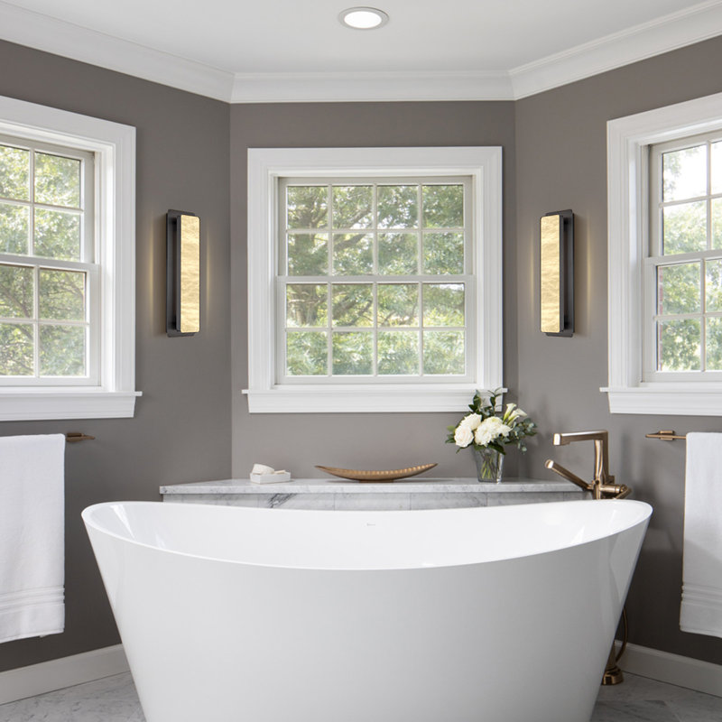 Mikinzie LED Wall Sconces Wallchiere Flush Mounted Sconces with Alabaster Shade, Matte Black