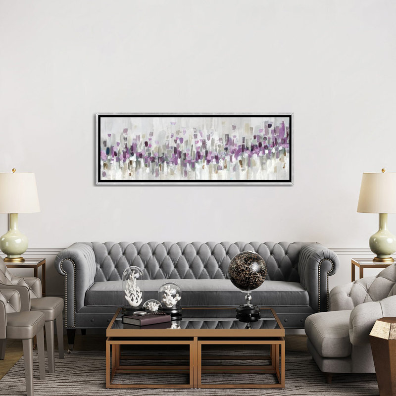 Bleu Staccato - mauve 6 pièces, Encadrement argenté, H 30,48 cm x l 91,44 cm