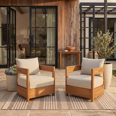 Burt Solid Acacia Wood Patio Club Chair