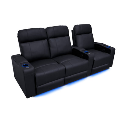 Upholstered Home Theater Seat with Cup Holder