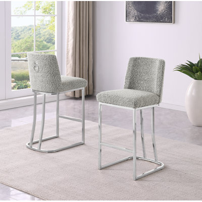Tabourets de bar et de comptoir en tissu bouclé Teddy avec base