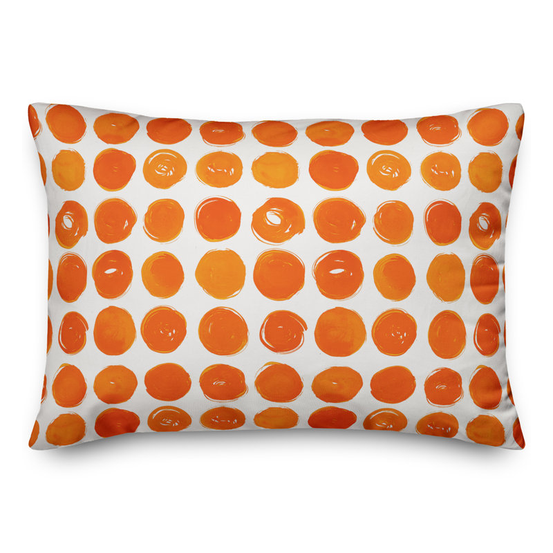 Polka Dots Reversible Throw Pillow, Orange/White, Polyester/Polyfill