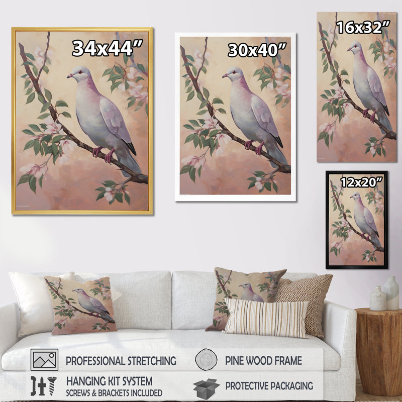 Impression sur toile Dove, H 32 po x l 16 po x P 1 po, Cadre simple blanc
