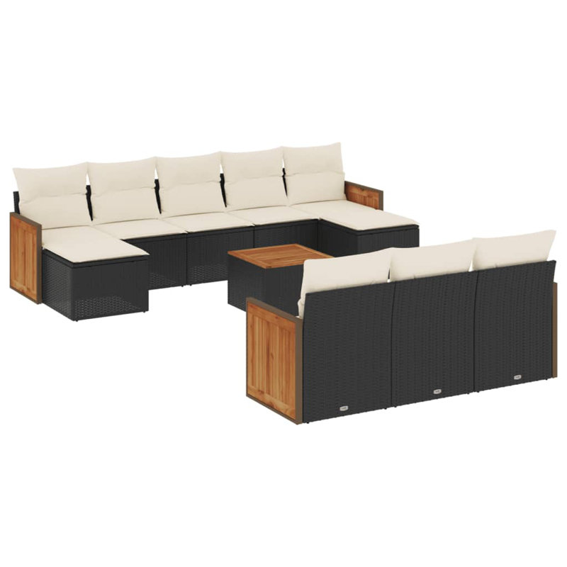 Vidaxl Garden Sofa Set Black, Cream White