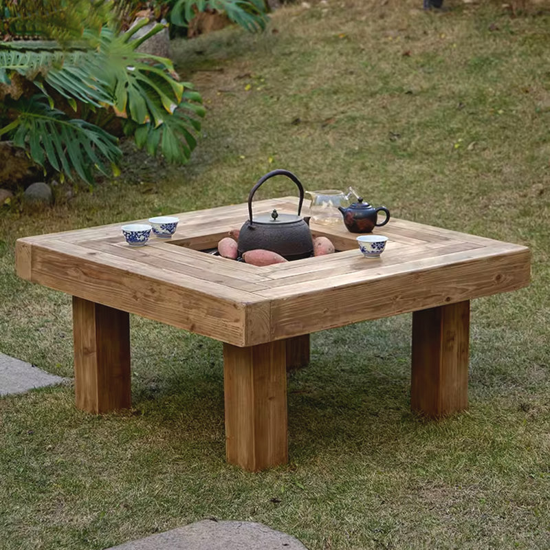 Table basse carrée en bois massif Modern Burlywood