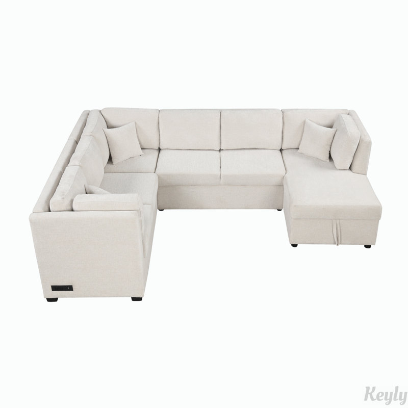 108.6" U-shaped Sectional Sofa Pull out Sofa Bed for Living Room