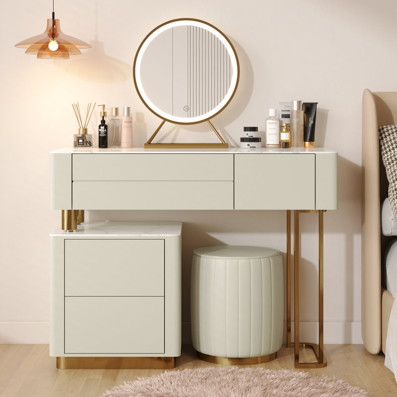 Hokku Designs Edorta Vanity Desk with Mirror & Lights