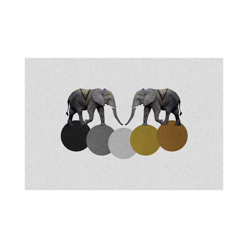 Tribal Elephants - Wrapped Canvas Print, 30.48cm H x 45.72cm W x 1.91cm D