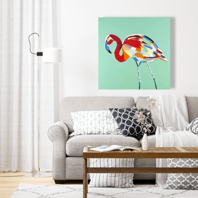 Toile d'oiseau flamant multicolore | Art mural Home Decor