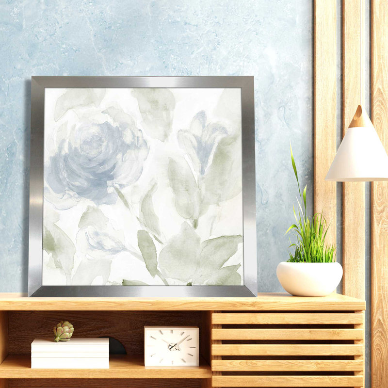 Fin du printemps I - peinture, L 37,5 po x H 37,5 po, Encadrement argenté