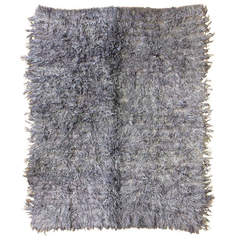 Tapis mauve / lavande surteint de conception unique 6 pi 6 po x 8 pi 6 po Overdyed
