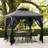 Sunjoy 9 ft. x 9 ft. Gazebo with 2-Tier Canopy Roof, Steel Frame Soft top Gazebo with Ceiling Hook and Mosquito Netting-112473392