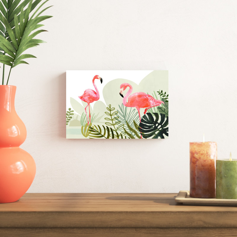 "Flamingo Forest Collection A" par Victoria Borges, reproduction d'art sur toile, H 8 po x l 12 po, Toile tendue