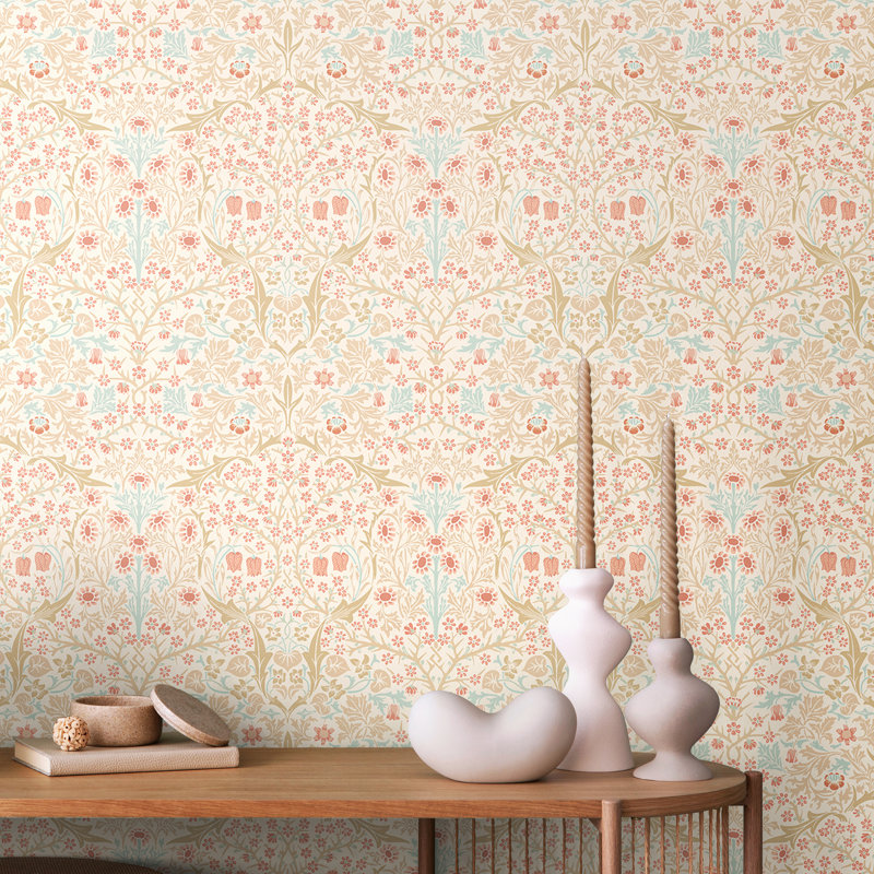 Blackthorn Damask - Soft Coral & Straw