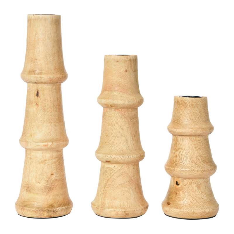 Solid Wood Tabletop Candlestick, Natural