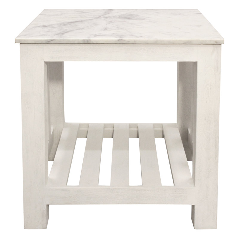 Table de bout en marbre blanc Bellamy