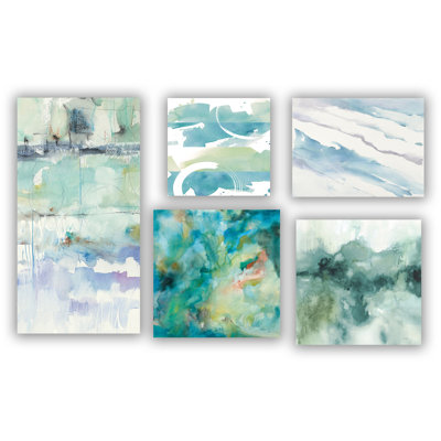 Ensemble de 5 reproductions murales "green collection" sur toile