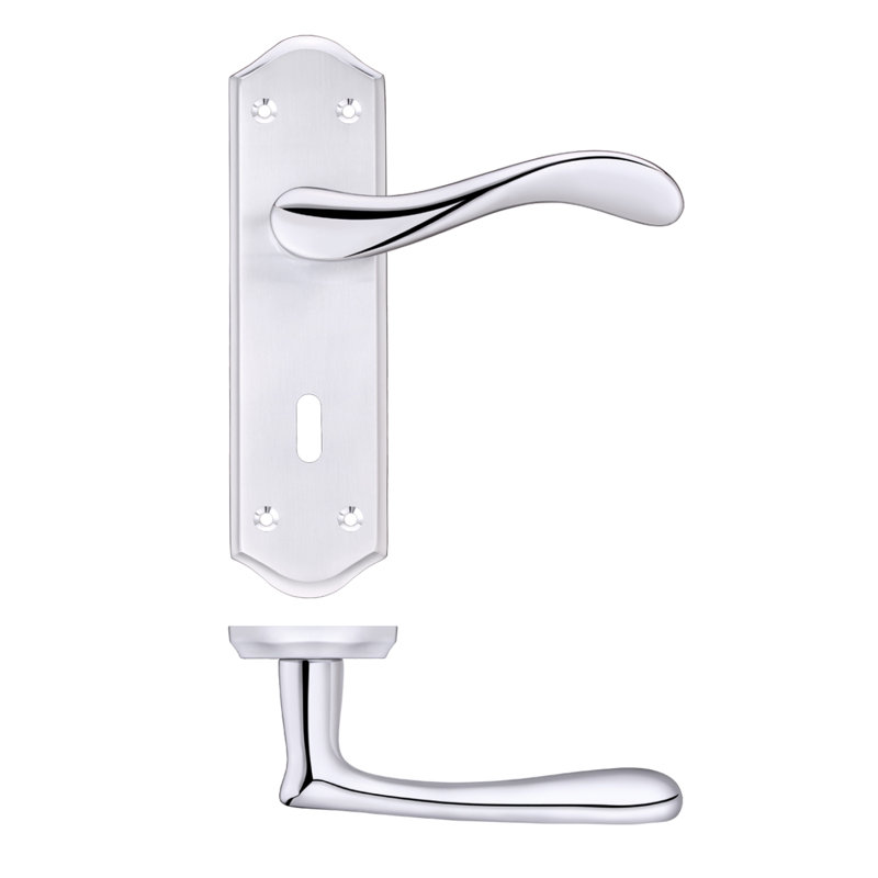 Behren Lock Door Handle, Polished Chrome