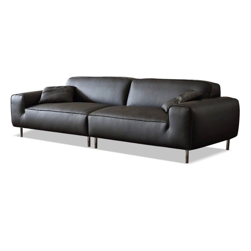Canapé modulaire noir en cuir véritable, H 31,50 po x l 94,49 po x P 41,34 po