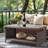 2-Layer Brown Outdoor Wicker Coffee Table With Glass Tabletop