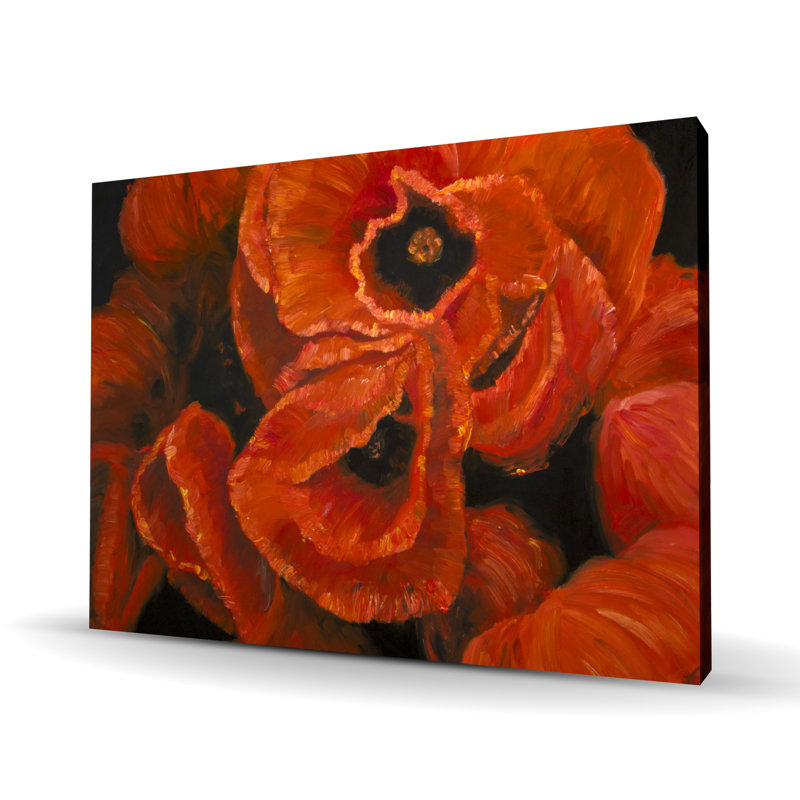 Bouquet de coquelicots - Art floral rouge sur toile pour la décoration intérieure