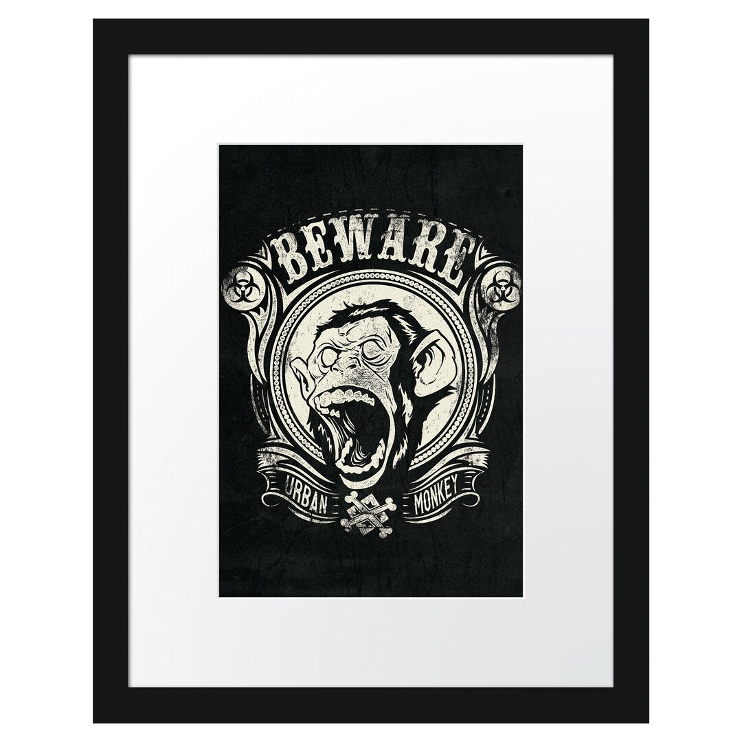 Gerahmtes Poster Urban Monkey Black