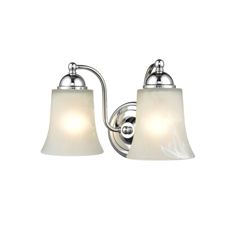 Éclairage pour salle de bain à 2 lumières en nickel satiné à intensité variable Krenzke, Chrome