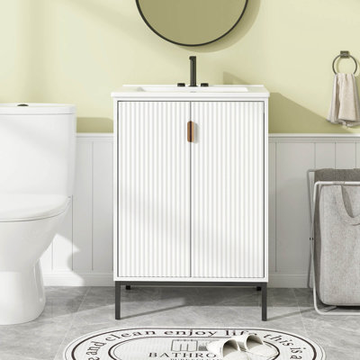 Ensemble de meuble-lavabo autoportant 24 po avec lavabo pour salle de bain blanc