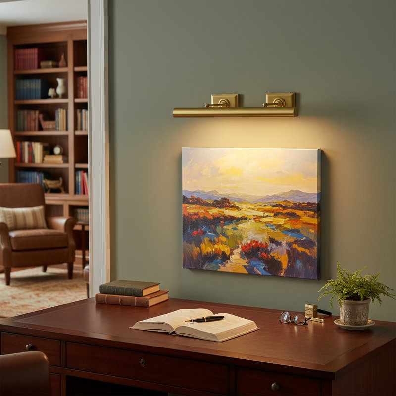 24"Dimmable Brass Wall Mounted Picture Light, 24" Wide