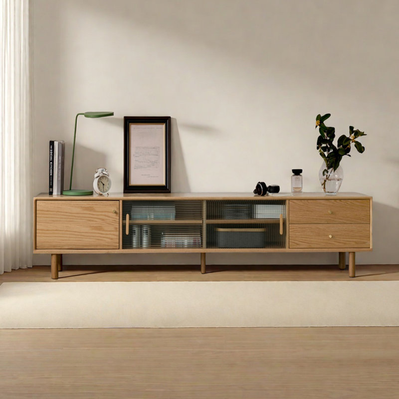 Meuble télé moderne et simple en chêne, 86.61"