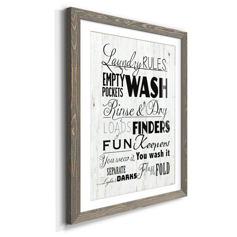 Laundry Laundry - Reproduction d'art textuel sur papier encadré, H 31,5 po x l 23,5 po x P 1,5 po, gris