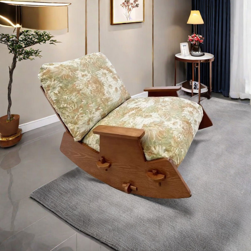 Chaise berçante en bois massif Vintage