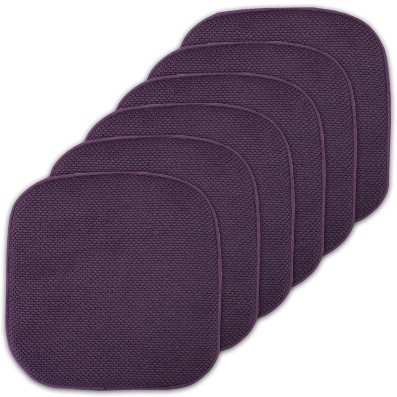 Honeycomb Non-Slip Indoor Chair Cushions, Eggplant, 6-Pack