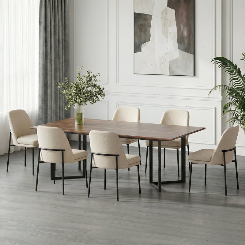 Fabric Upholstered Parsons Side Chair Dining Chair, F-Beige