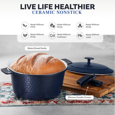 Gotham Steel 5 Quart Lightweight Hammered Dutch Oven With Self Basting Lid