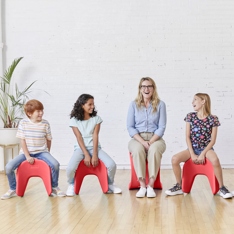 Tabouret perchoir ECR4Kids Wave, Rouge, 14 po à 15,1 po de hauteur, 2