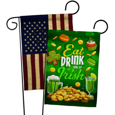 Drapeau de jardin en polyester 18 po x 13 po Eat Drink Be