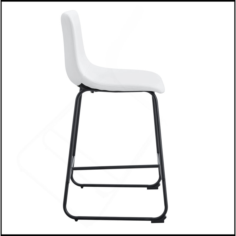 Set Of 2 Modern Minimalist Style PU Material Bar Stools -White, Suitable For Kitchen, Bar, And Modern Home Design, With Product Dimensions Of 17.7*14.5*37 Inches.