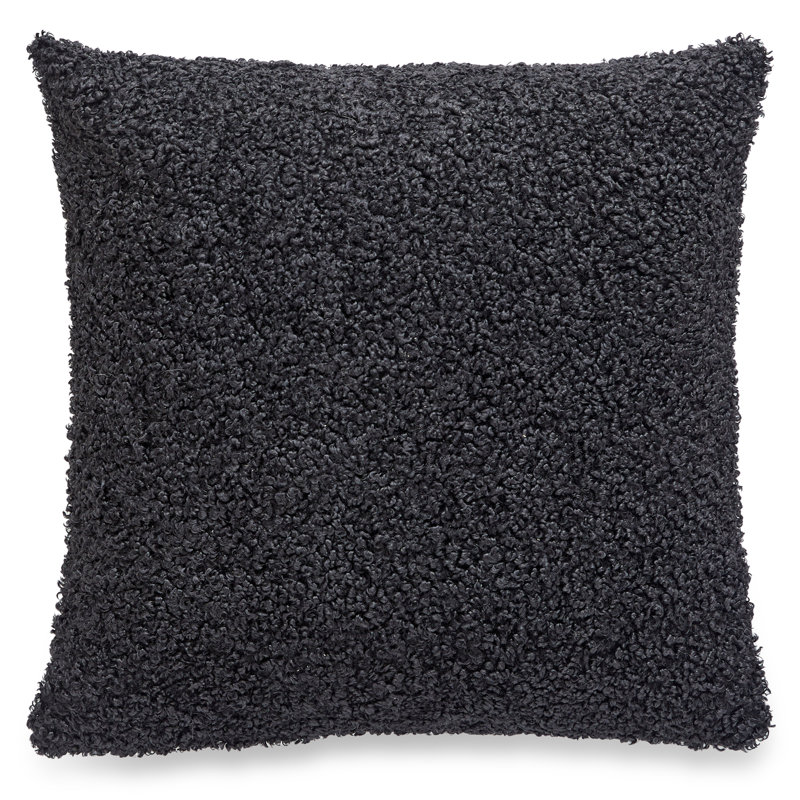 FRENCH BOUCLE Reversible Throw Pillow, Black, Polyester, 20" H x 20" W