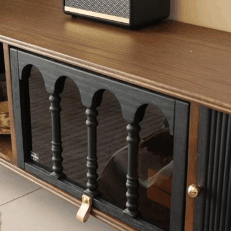 Spacious TV cabinet, Black/Brown, 78.74"