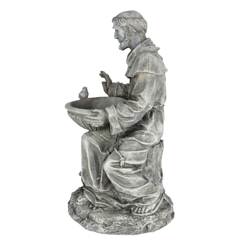Statue de jardin mangeoire pour oiseaux Exhart Saint Francis, 19 po