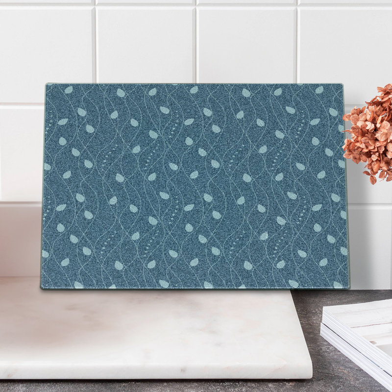 Ambesonne feuilles de verre trempé planche à découper branches sur ardoise bleu denim pâle