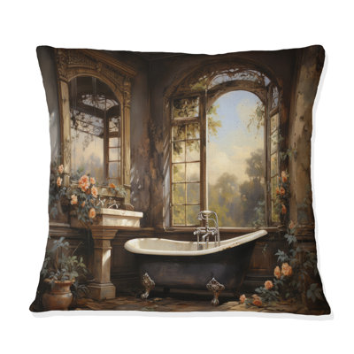 Bathroom Vintage Elegance I - Bath & Laundry Printed Throw Pillow