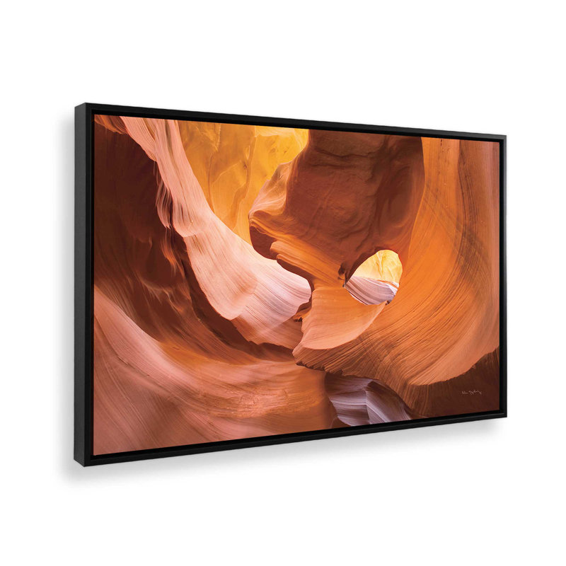 Dance of Sandstone Light , 12.75" H x 18.75" W x 1.75" D, Satin Black Floater Framed