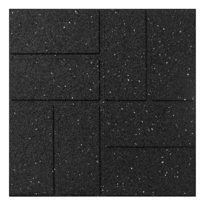 Tierra Verde 16" x 16" Brick Rubber Paver, Outdoor Floor Tiles, Black, 4 Pack