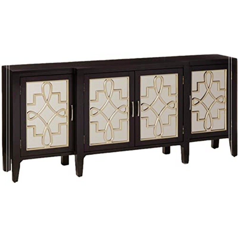 Dilara 72'' Console Table,Sideboard,Cabinet with 4 Doors, Black